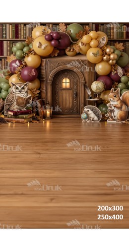 Tło fotograficzne „Leśna biblioteka – jesienna bajkowa aranżacja” | UB_799